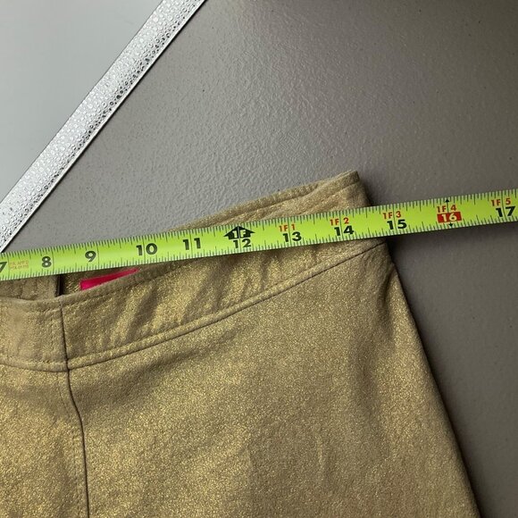 VTG Lux Sz 5 Gold Metallic Matte Leather Pencil Skirt Old Money Y2K Night Out - Picture 3 of 11